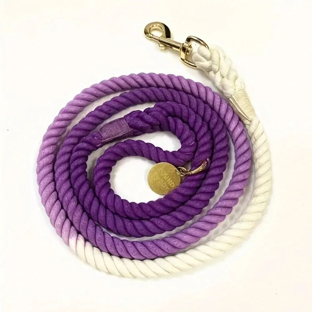 FOUND BUDDY ❤️‍🔥 NWT PURPLE OR BLUE AND GREEN ROPE LEASH WITH GOLD HARDWARE